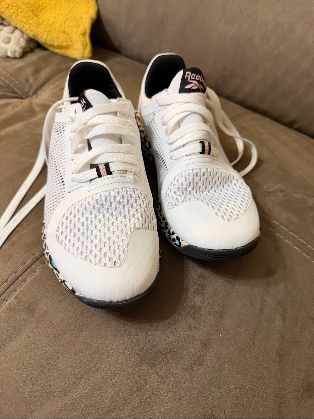 Reebok Kids White Sneakers with Pink and Black Accents
